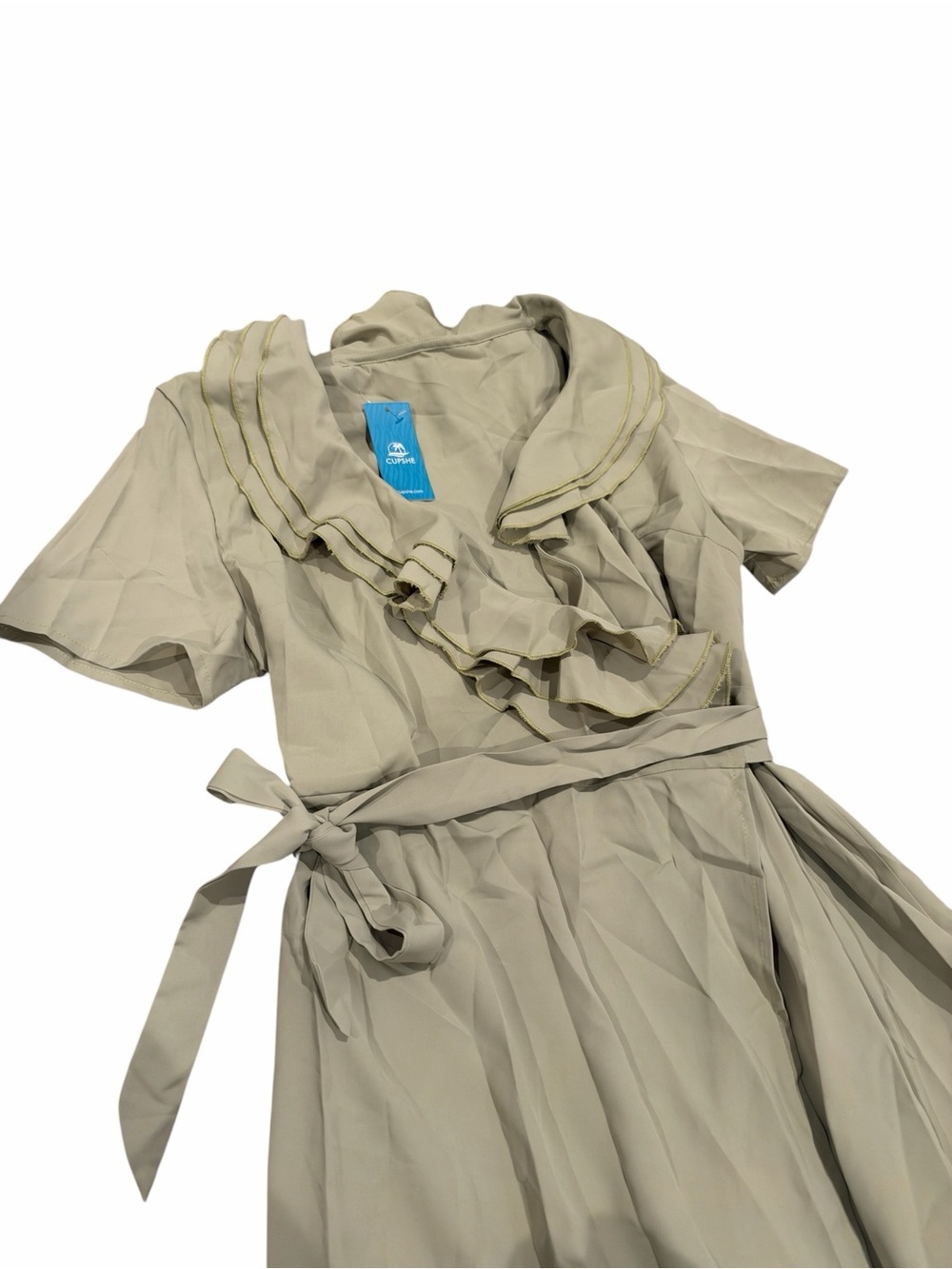 Cupshe Pistachio Tiered Ruffle Wrap Mini Dress - Picture 4 of 12